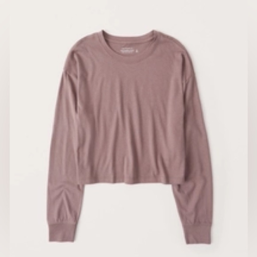 Abercrombie & Fitch Cropped Boyfriend Long Sleeve Tee NWT XXS - Dusty Mauve